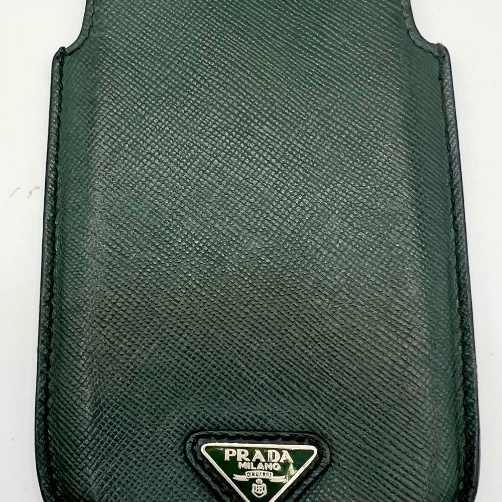 Prada Green Saffiano Leather Phone Case